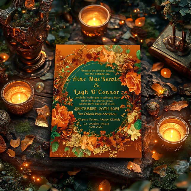 Druid Inspiriert Herbst Elegance Celtic Wedding Einladung (Rustic Enchanting Autumn Themed Druid Hill Wedding Invitation )