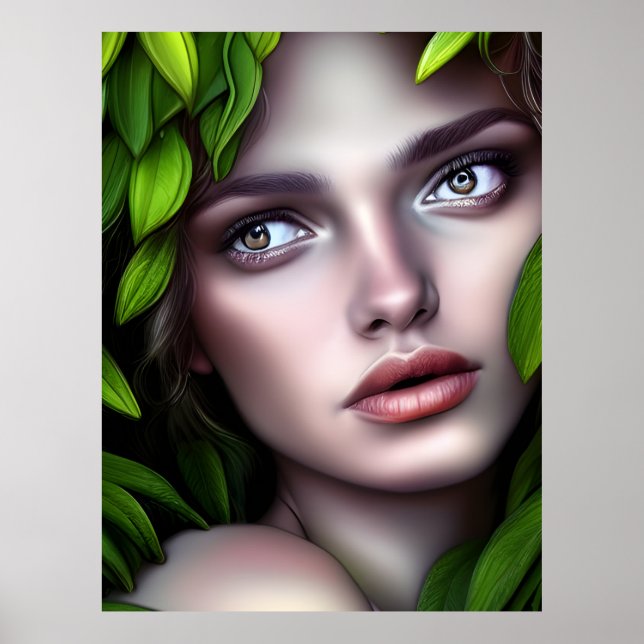 Druid Nature Goddess Woman Fantasy Art Poster (Vorne)