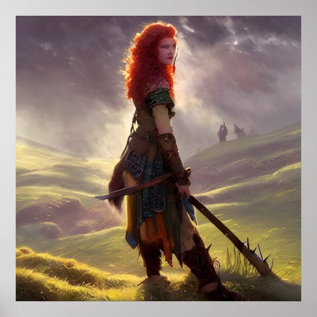 Druid Warrior Princess Fantasy Art Poster (Vorne)
