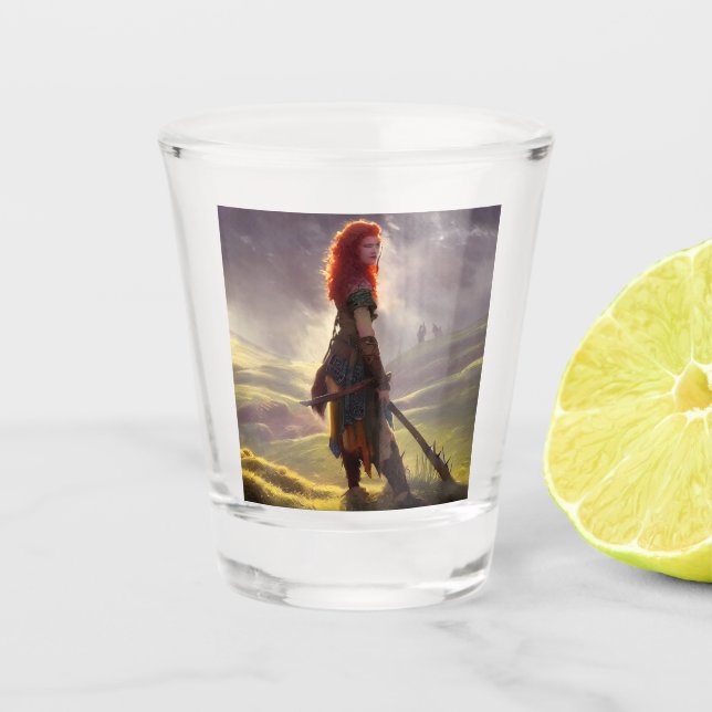 Druid Warrior Princess Fantasy Art Schnapsglas (Vorderseite)