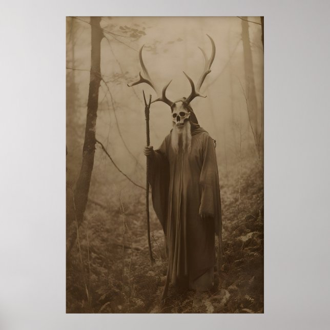Druide des Waldes, Vintage-Fotografie, Kunst Poster (Vorne)
