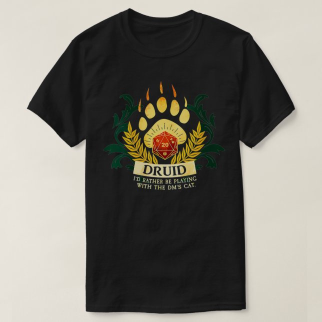 Druiden Class D20 Tabletop Dungeons RPG Drago T-Shirt (Design vorne)