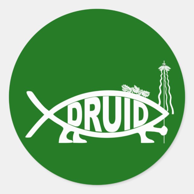 Druiden Fish Runder Aufkleber (Vorderseite)
