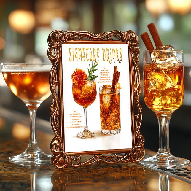 Druiden Hills Wedding Signature Drinks unterzeichn Sockelschild (Autumn Druid Hills Signature Drinks Menu )