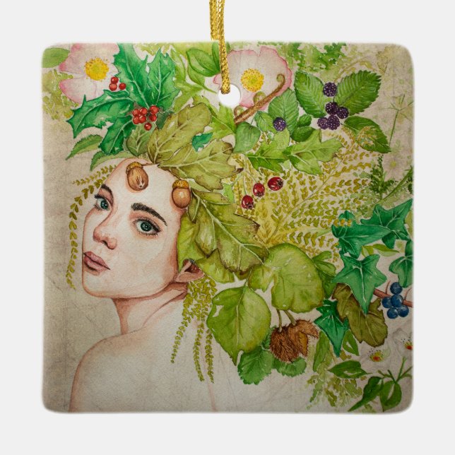 Druiden schöne Aquarell Keramikornament (Vorderseite)