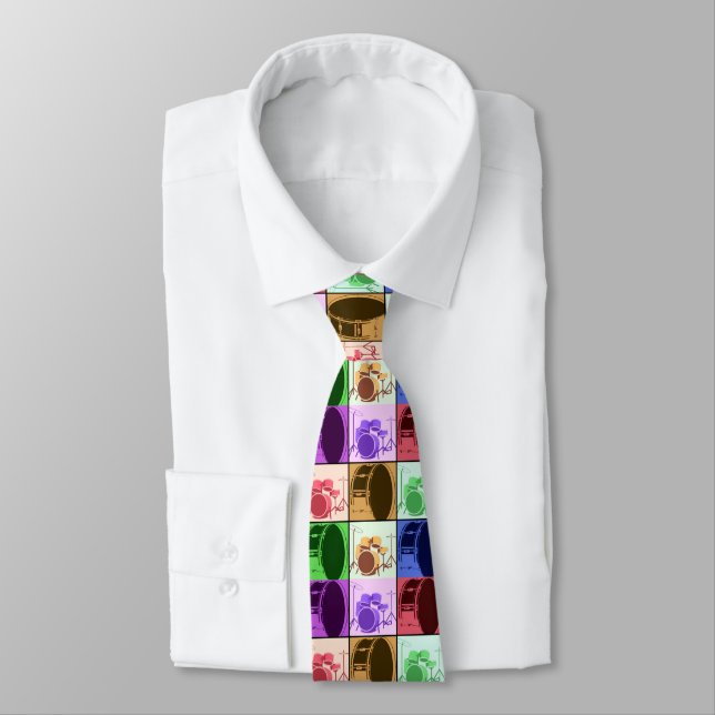 Drum and Drum Set Pop Art Necktie Krawatte (Gebunden)