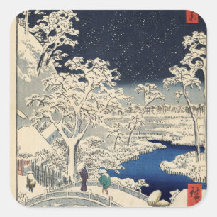 Drum Bridge bei Meguro und Sunset Hill. Quadratischer Aufkleber