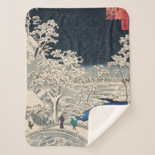 Drum Bridge in Snow Vintage Ukiyo-e Japanische Kun Sherpadecke