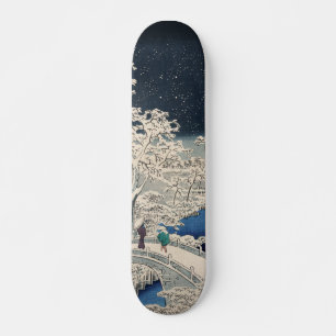 Drum Bridge in Snow Vintage Ukiyo-e japanische Kun Skateboard