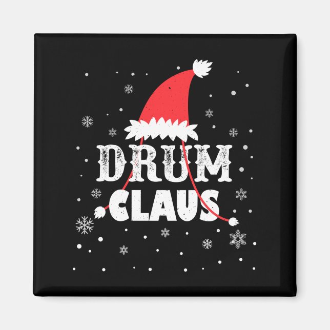 Drum Claus Santa Christmas Drummer Long Sleeve  Magnet (Vorne)