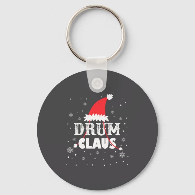 Drum Claus Santa Christmas Drummer Long Sleeve  Schlüsselanhänger (Vorderseite)