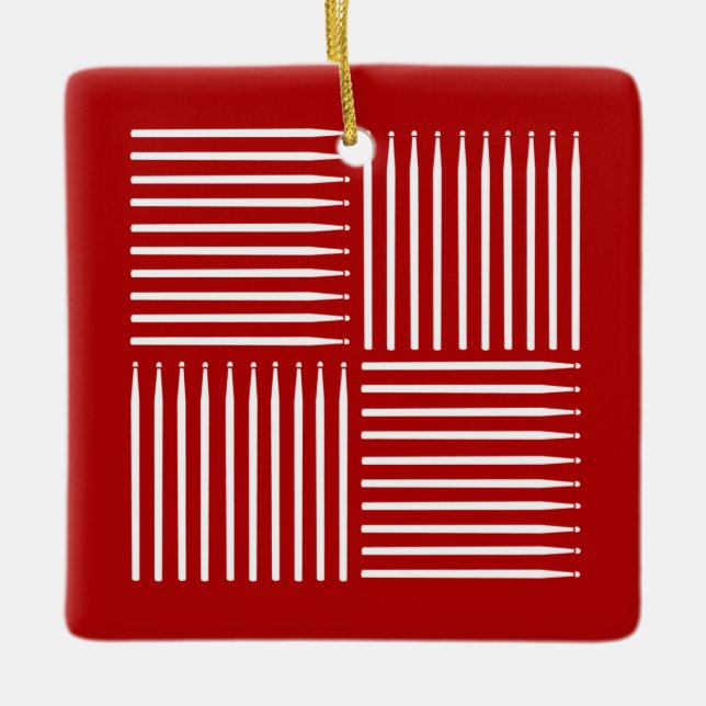 Drum Crosshatch Red Keramikornament (Vorderseite)