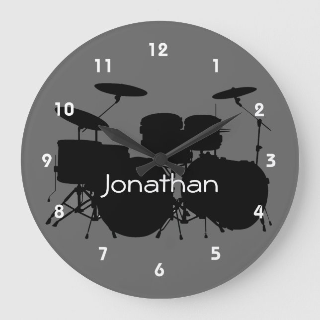 Drum Design Wall Clock Große Wanduhr (Vorderseite)