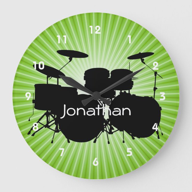 Drum Design Wall Clock Große Wanduhr (Vorderseite)