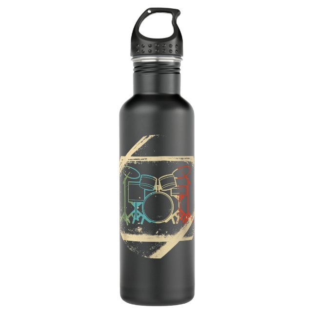 Drum Drummer Musical Instruments Rock on Genre Mus Edelstahlflasche (Vorderseite)