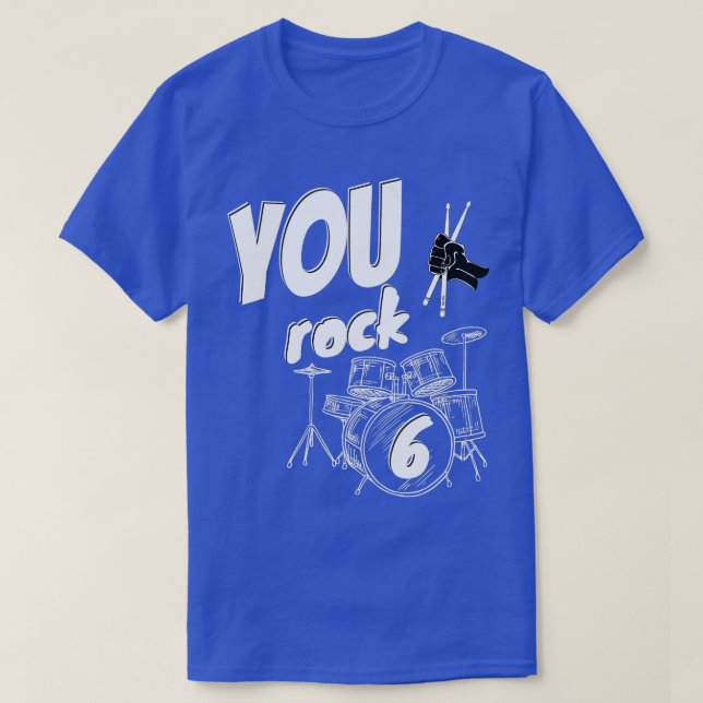 Drum Kit Drummer 6 Jahre 6. Geburtstagskameraden T-Shirt (Design vorne)