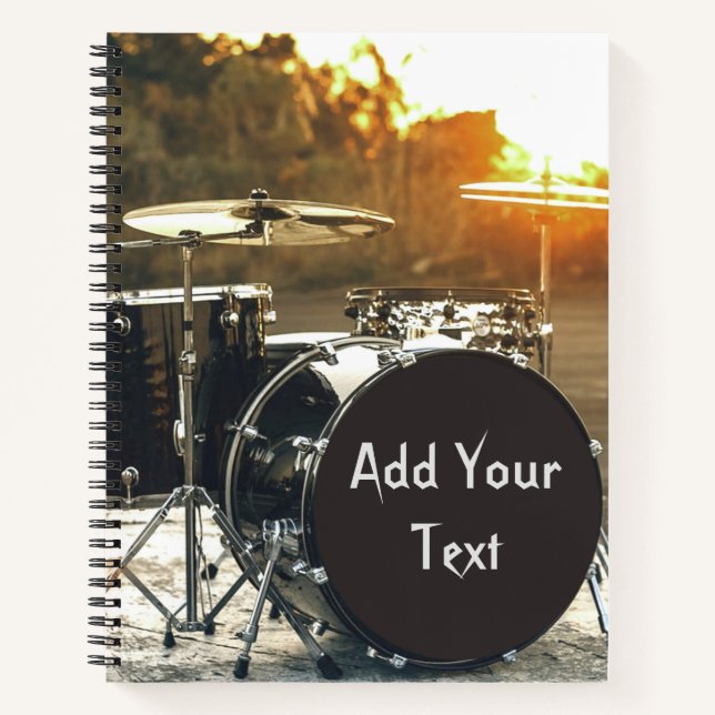 Drum Kit Drummer Rock personalisieren Notizbuch (Vorderseite)