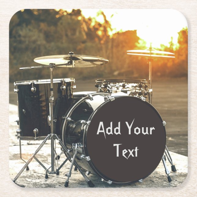 Drum Kit Drummer Rock personalisieren Rechteckiger Pappuntersetzer (Vorderseite)