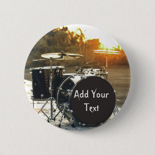 Drum Kit Drummer Rock Personalize Customize Button