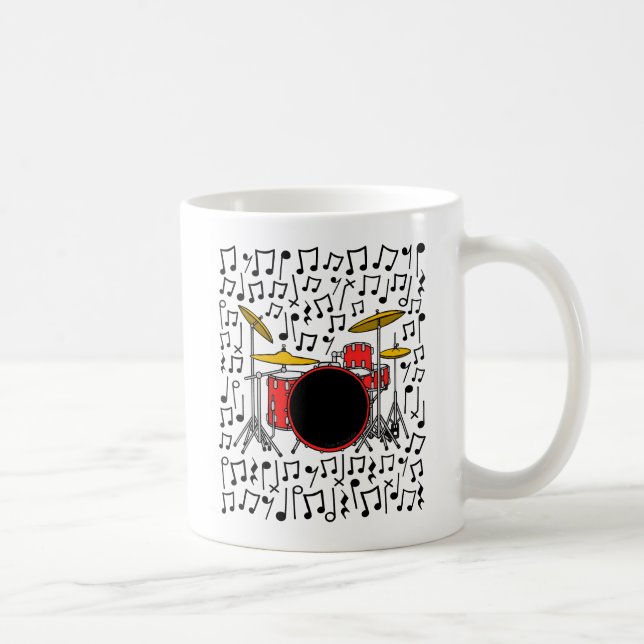 Drum Kit Musical Notes Drummer Schlagzeug Musiker Kaffeetasse (Rechts)