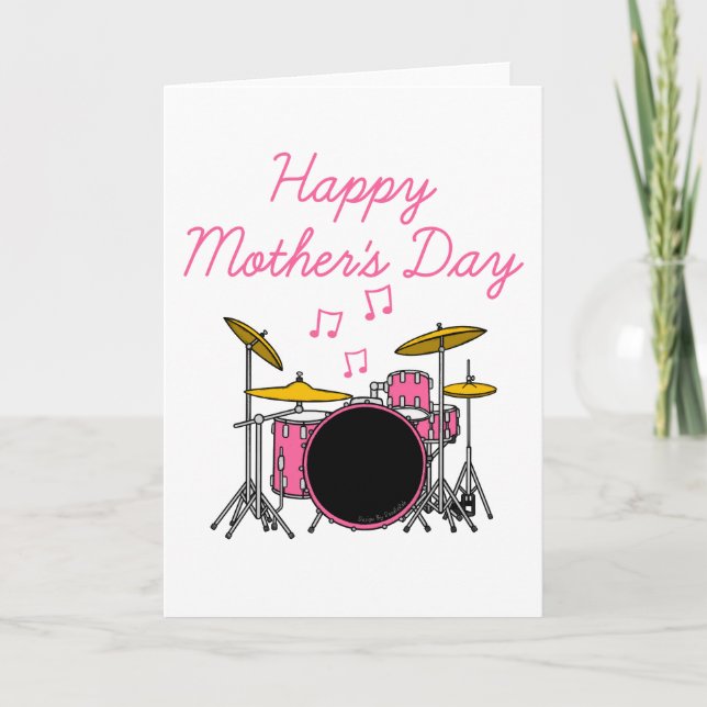 Drum Kit Muttertagskrummer Musiker Dankeskarte (Vorderseite)