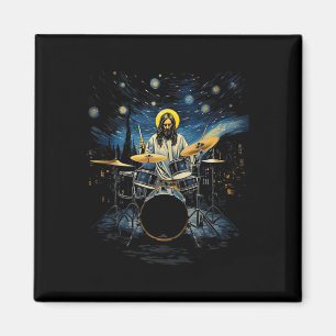 Drum Kit Percussionist Drummer Van Gogh Jesus Play Magnet