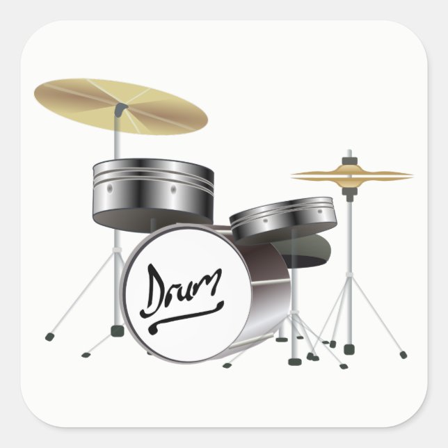 Drum Kit Quadratischer Aufkleber (Vorderseite)