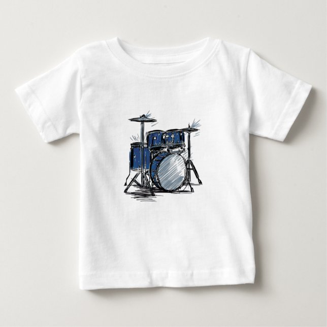 Drum Kit Sketch Music Baby T-shirt (Vorderseite)