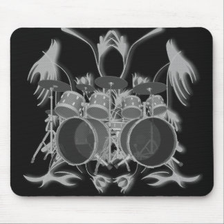 Drum Kit & Tribal Artwork (b & w) - Mousepad