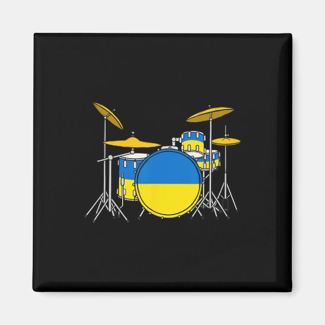 Drum Kit Ukrainian Flag Ukraine Drummer Musician  Magnet (Vorne)