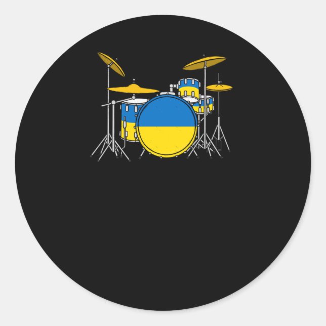 Drum Kit ukrainischer Flag Drummer Musiker Sticker (Vorderseite)