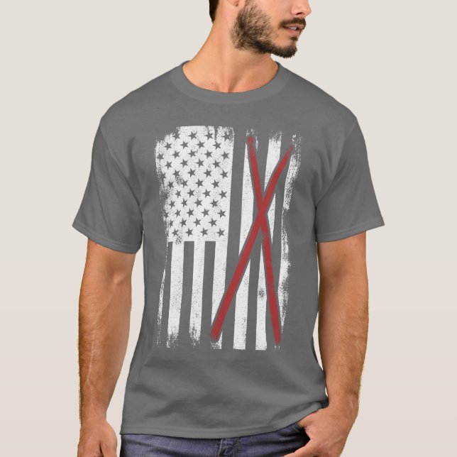 Drum Kit USA Flag friend T-Shirt (Vorderseite)