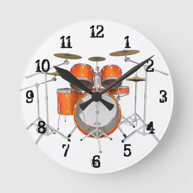 Drum Kit: Wall Clock Runde Wanduhr (Vorderseite)