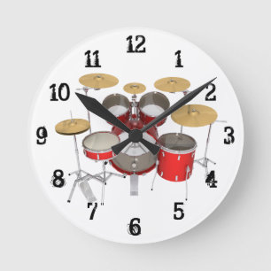 Drum Kit: Wall Clock Runde Wanduhr