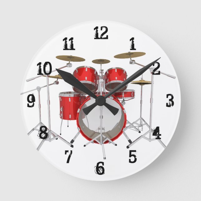 Drum Kit: Wall Clock Runde Wanduhr (Vorderseite)
