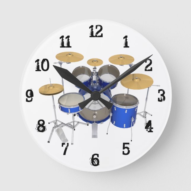 Drum Kit: Wall Clock Runde Wanduhr (Vorderseite)