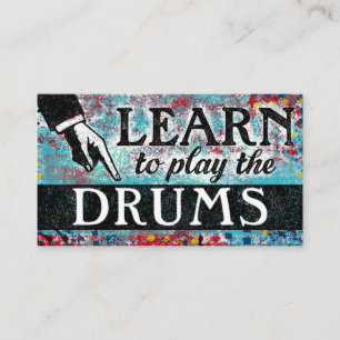Drum Lessons Business Cards - Blue Red Visitenkarte