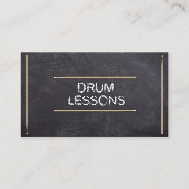Drum Lessons Music Teacher Instructor Chalk Sticks Visitenkarte (Vorderseite)