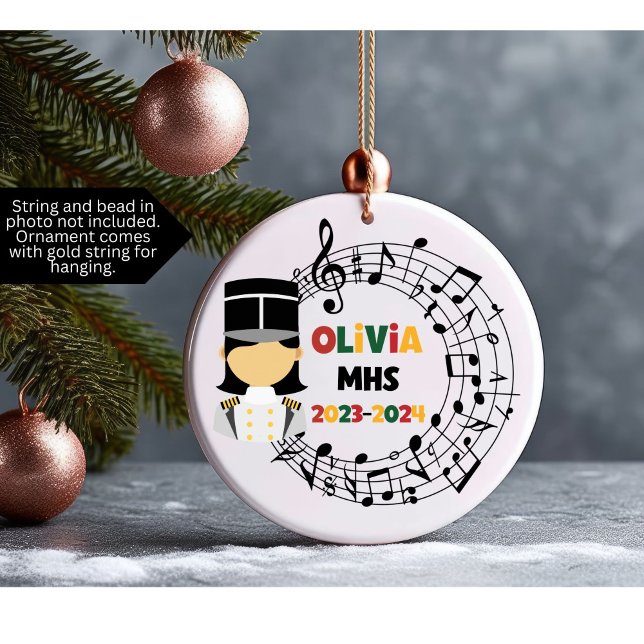 Drum Major Marching Band Weihnachtsdekoration Keramik Ornament (Christmas ornament for a marching band member customized with name, school and year)
