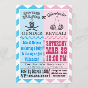 Drum Major oder Cheerleader Gender Reveal Einladun Einladung