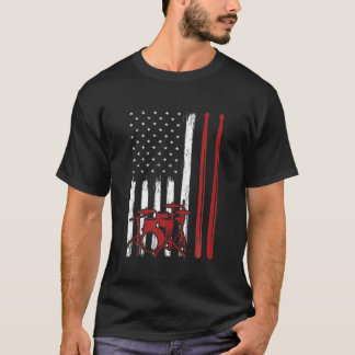 Drum Music Lover Vintag American Flag 4. Juli T-Shirt