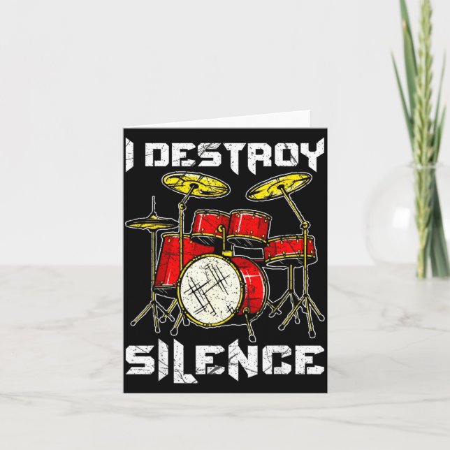 Drum Percussionist Drummers I Destroy Silence Drum Karte (Vorderseite)