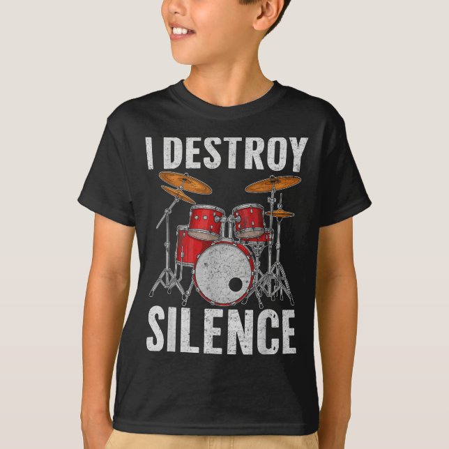 Drum Percussionist Drummers I Destroy Silence Drum T-Shirt (Vorderseite)