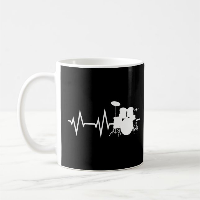 Drum Player Heartbeat Drummer Drumming Graphic Kaffeetasse (Links)