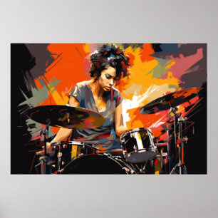 Drum Player Music Malerei Abstrakt Art Decor Poster