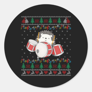 Drum Player Ugly Igel Runder Aufkleber