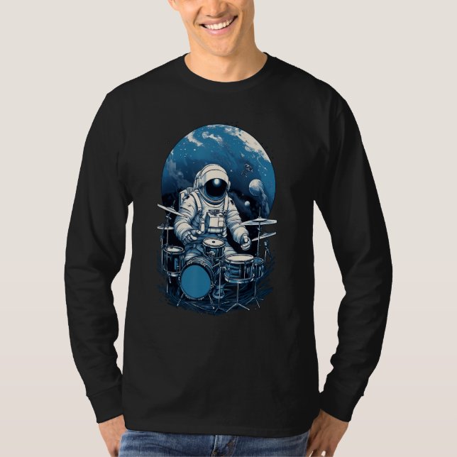 Drum Playing Astronaut, Astronaut Drummer Boy Spac T-Shirt (Vorderseite)