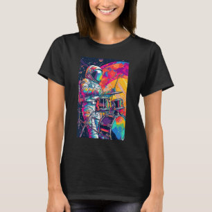 Drum Playing Astronaut Drummer Boy Space T-Shirt