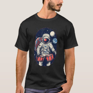 Drum Playing Astronaut Drummer Boy Space T-Shirt