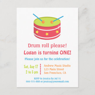 Drum Roll Boy Einladungen zum ersten Geburtstag